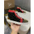 Christian Louboutin Black Printed Suede Red‑Trim Gold‑Spiked High‑Top Sneakers