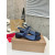 Christian Louboutin Navy Croc‑embossed Leather Block Heel Thong Sandal