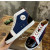 Christian Louboutin Navy Canvas Embroidered Color‑Block High‑Top Sneakers