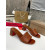 Christian Louboutin Cognac Brown Leather 55mm heel Block Heel Slide Sandal