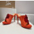 Christian Louboutin Orange Suede Sequin‑Flower 120mm Heel Platform Mule Sandals