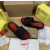 Christian Louboutin Black Spiked Slide Sandals Red Croc‑Embossed Footbed
