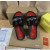Christian Louboutin Black Crystal Logo Embellished Flat Slide Sandals