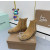 Christian Louboutin Tan Suede Silver‑Spiked Chelsea Ankle Boots Block Heel