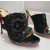 Christian Louboutin Black Sequin‑Flower 120mm Heel Platform Mule Sandals