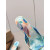 Christian Louboutin Blue‑Tone Watercolor Satin Bow Pointed Mule Kitten Heel Sandals 55mm heel