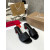 Christian Louboutin Black Leather 55mm heel Block Heel Slide Sandal