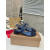 Christian Louboutin Navy Croc‑Embossed 45mm Block Heel Thong Sandals