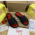 Christian Louboutin Black Spiked Slide Sandals Red Croc‑Embossed Footbed