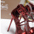 Christian Louboutin Metallic Burgundy Platform Ankle‑Strap Stiletto Heel Sandals