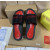 Christian Louboutin Black Crystal Slide Sandals With Red Signature Logo