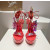 Christian Louboutin Red Patent Iridescent Crystal‑Flower 150mm Platform Ankle‑Tie Sandals
