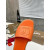 Christian Louboutin Vibrant Orange Leather Stitched Logo Wood‑trim Flat Slide