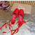 Christian Louboutin Red Satin Bow Ankle‑Tie Slingback Ballet Flats