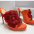 Christian Louboutin Orange Suede Sequin‑Flower 120mm Heel Platform Mule Sandals