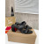 Christian Louboutin Black Leather 55mm heel Slide Sandals