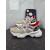 Christian Louboutin Pink‑Beige Spiked‑Sole Lace‑Up Chunky Sneakers Red Lining