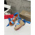 Christian Louboutin Blue Cartoon Print Fabric 120mm heel Wedge Ankle‑Wrap Espadrille Sandal