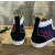 Christian Louboutin Navy Canvas Embroidered Color‑Block High‑Top Sneakers