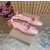 Christian Louboutin Pink Satin Crystal‑Embellished Ankle‑Tie Ballet Flats