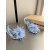 Christian Louboutin Light Blue Satin 100mm Feather Slingback Sandals