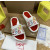 Christian Louboutin White Cartoon‑Graffiti Spiked Slide Sandals Red Footbed