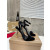 Christian Louboutin Black Velvet 100mm heel Ankle Strap Sandals