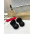 Christian Louboutin Black Suede Platform Flat Slide Sandal