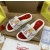 Christian Louboutin White Cartoon‑Graffiti Spiked Slide Sandals Red Footbed