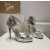 Christian Louboutin Silver Crackled Leather Crystal 120mm Platform Heel Sandals