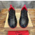 Christian Louboutin Black Red Piping Spiked Platform Low‑Top Sneakers