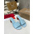 Christian Louboutin Light Blue Leather 55mm heel Block Heel Slide Sandal