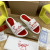 Christian Louboutin White Slide Sandals With Red Embossed Signature Logo
