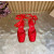 Christian Louboutin Red Satin Bow Ankle‑Tie Slingback Ballet Flats