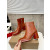 Christian Louboutin Cognac Brown Smooth Leather Side‑Zip Block Heel Ankle Boots 70mm heel