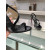 Christian Louboutin Black Patent Asymmetric Curved Strap Slingback Sandal 100mm heel