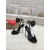 Christian Louboutin Black Satin 120mm Crystal Flower Stiletto Slingback Sandals