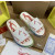 Christian Louboutin White Logo‑Print Slides Rainbow Crystal‑Trimmed Sole