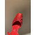 Christian Louboutin Red Satin Crystal Tie‑Ankle Ballet Flats