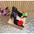 Christian Louboutin Black Satin Multicolor Fabric Flower 100mm Stiletto Heel Slingback Pumps
