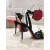 Christian Louboutin Black Satin 120mm Crystal Flower Stiletto Slingback Sandals
