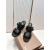 Christian Louboutin Black Leather Block‑Heel Buckle Mule Sandals