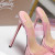 Christian Louboutin Pink Patent 150mm Clear‑Strap Heel Platform Mules