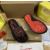 Christian Louboutin Black Rubber Slide Sandals Red Circular Logo Print