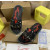 Christian Louboutin Black Heart‑Graffiti Print Slide Sandals Rainbow Crystal‑Trim Sole
