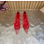 Christian Louboutin Red Mesh Pearl Crystal‑Embellished Pointed‑Toe Flat Pumps