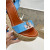 Christian Louboutin Blue Cartoon Print Fabric 120mm heel Wedge Ankle‑Wrap Espadrille Sandal
