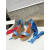 Christian Louboutin Blue Cartoon Print Fabric 120mm heel Wedge Ankle‑Wrap Espadrille Sandal