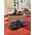 Christian Louboutin Black Leather Two‑Strap Slide Sandals