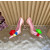 Christian Louboutin Pink Satin Multicolor Fabric Flower 100mm Stiletto Heel Pumps